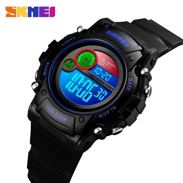 

skmei new kids watch fashion waterproof plastic case alarm wristwatch boys girls digital children watches 1477 reloj, Blue