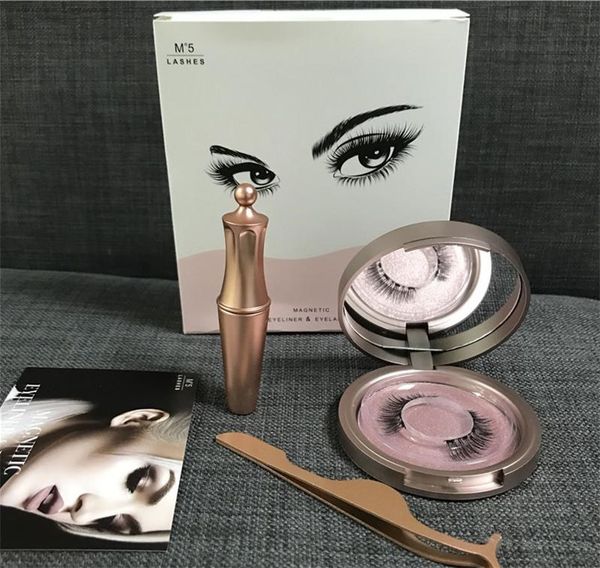 

magnetic liquid eyeliner & five magnetic false eyelashes & tweezer set magnet false eyelashes set glue make up tools dhl free
