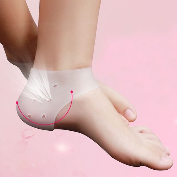 

feet care socks 2pcs new 2019 silicone moisturizing gel heel socks with hole cracked foot skin care protectors foot care tool