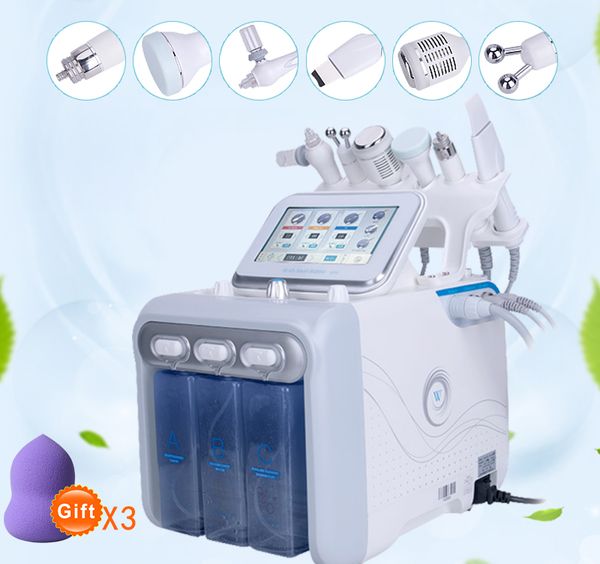 

6 in 1 h2-o2 hydrafacial dermabrasion machine water oxygen jet peel hydra skin scrubber facial beauty deep cleansing cold hammer rf salon, Black;white