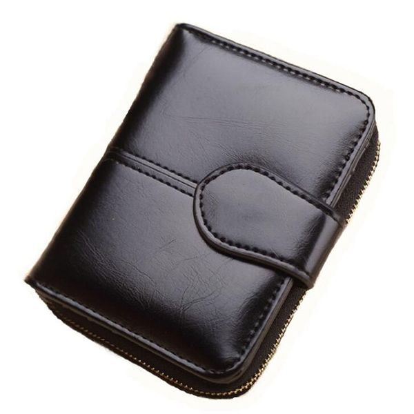 

fashion simple mini women wallets multifunction coin purse waterproof portable zipper short coin purses holders black, Red;black