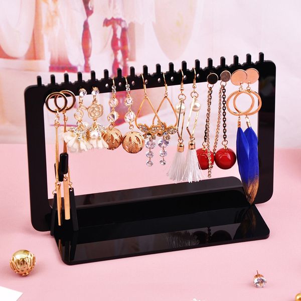 

new jewelry display rack acrylic horizontal vertical rectangle oval heart earrings holder stand storage organizer, Pink;blue