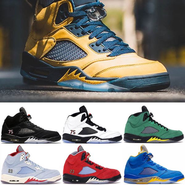 

2019 paris michigan inspire fab trophy room 5s psg x paris saint-germain men basketball shoes 5 laney yellow bred red suede womens sneakers, White;red