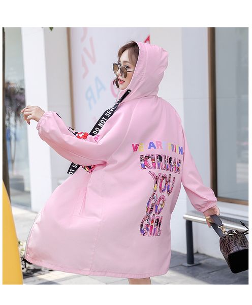 

girls high street cartoon pink color trench coat big size loose hooded outfit casual zipper long style cardigan, Black;brown