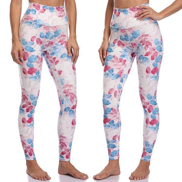 

gym leggings women ladies printing stitching high-waist fitness running yoga nine-minute pants pantalon deportivo mujer#20, White;red