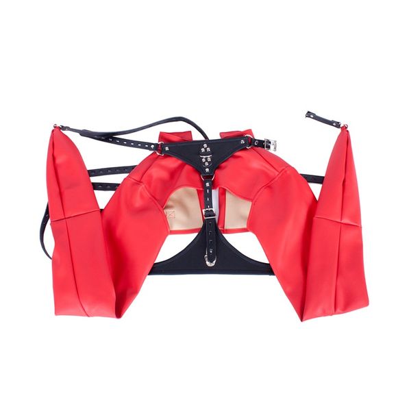 

erotic game pu leather outfit breast-bearing restraints gloves bondage hand collar straitjacket female products orode