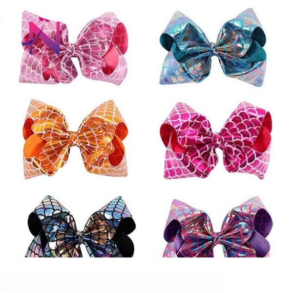 

color mermaid sequins kids barrette 8inch handmade jojo siwa hair bows rainbow bowknot hairpin for women 4 5dz ww