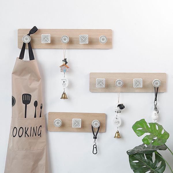 

nordic porch wood art wall hooks decorations door hanging frame living room wall decoration key hook
