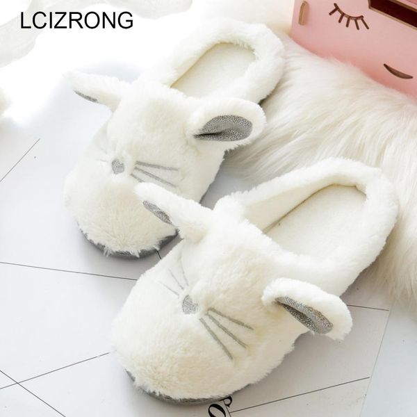2019 Lcizrong Cute Cat Winter Women Home Slippers For Indoor Bedroom Soft Plush Bottom Slipper Cotton Warm Shoes House Christmas Gift Sh190925 From