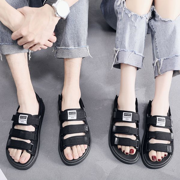 

sandals beach men's summer shoes 2021 casual men big size couple man athletic fashion sandalias hombre outdoor, Black