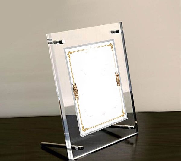 

gt3166-a4) plastic acrylic family p frame 3+3mm thickness plexiglass display holder with metal screw clear stand