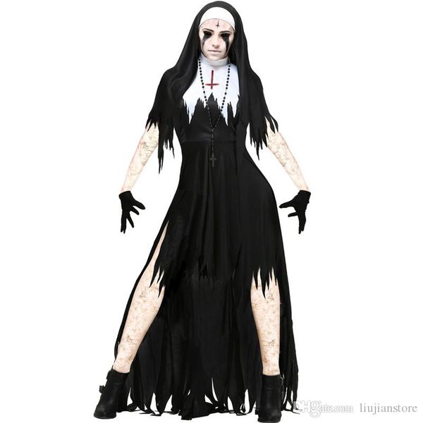 

halloween party dress монахиня костюм тема костюм digital печатный vampire косплей, Black;red