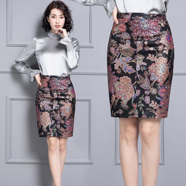 

2019 new fashion genuine sheep real leather skirt k14, Black