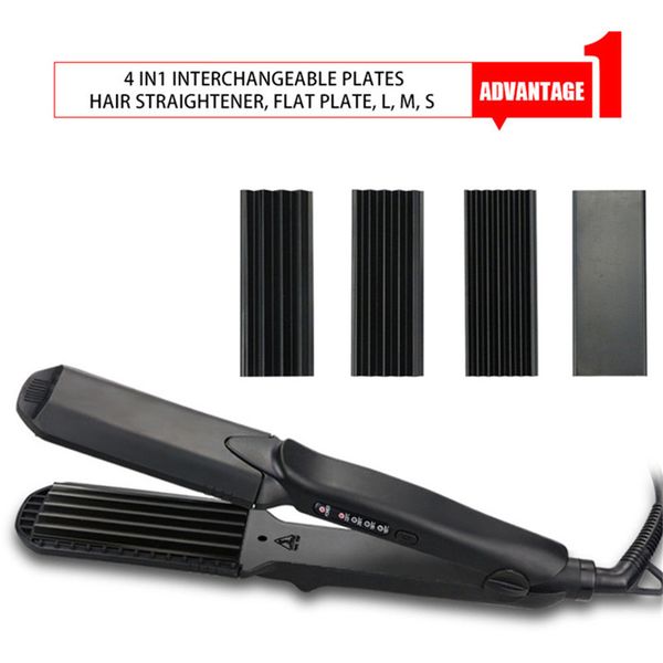 

professional 4 in 1 hair salon ceramic rotating curler hair brush fast straightener comb electr curling irons