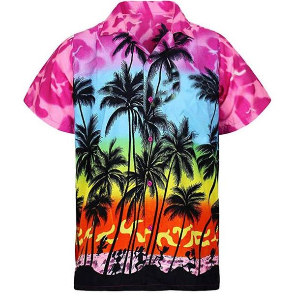 

гавайи стили мужская пляжная рубашка кокосовый принт летние каникулы одежда дизайнер быстросохнущие homme повседневные рубашки, White;black