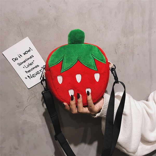 

дама девушка мода flock фрукты замша клубника плечо crossbody сумка зима дикой высокого качество сумка женщина 2019 20