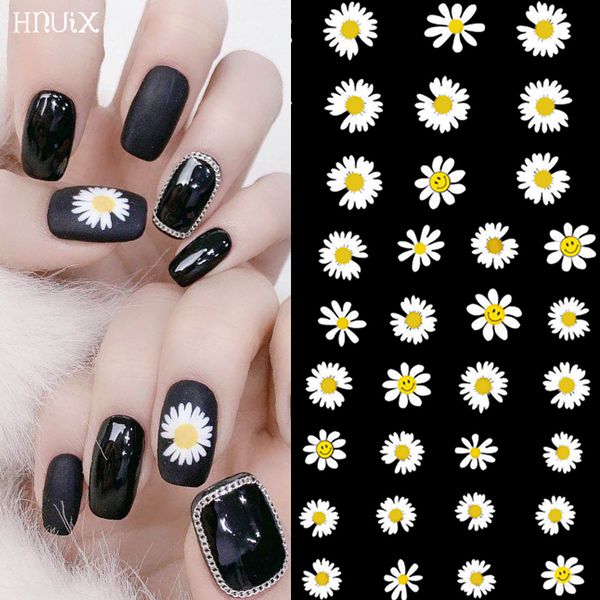 

hnuix 1 лист daisy nail art наклейки красочные цветочные наклейки для ногтей 3d клей наклейки клей diy советы украшения, Black