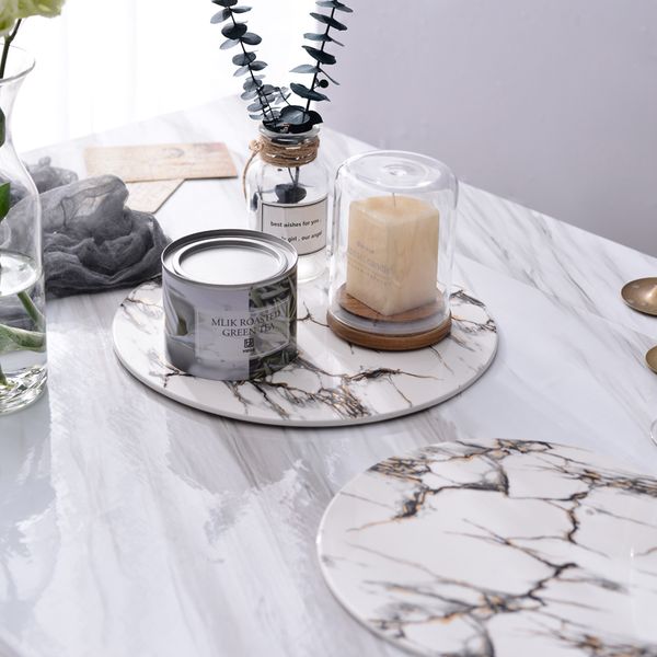 

creative nordic style marble ceramics high tray cake tray dessert display stand household dining table wedding party cake pan