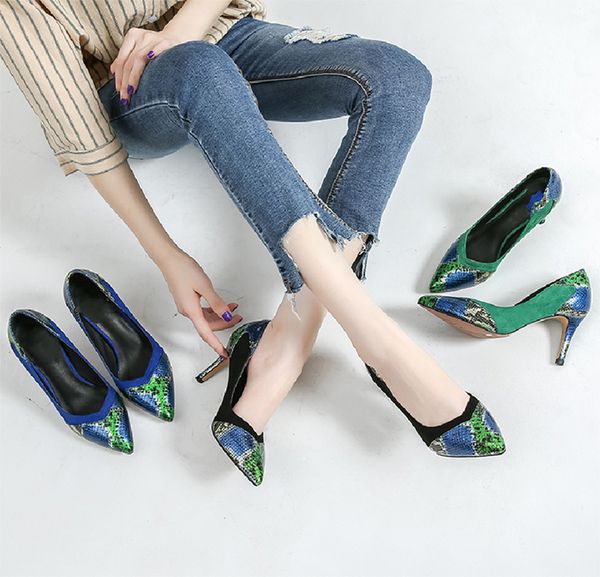 

genuine leather women shoes high heels luxury woman pumps pointed toe wedding shoes heels spring autumn dress shoes plus size 44 t200525, Black