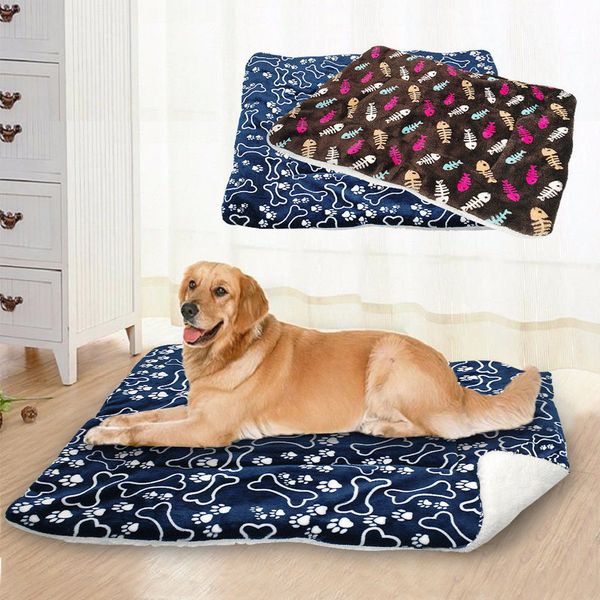

thicker washable blue bone pattern dog mat warm pet blanket cushion mat resting seat