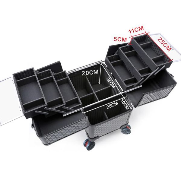 

carrylove women makeup trolley box professional cosmetic case bag on wheels