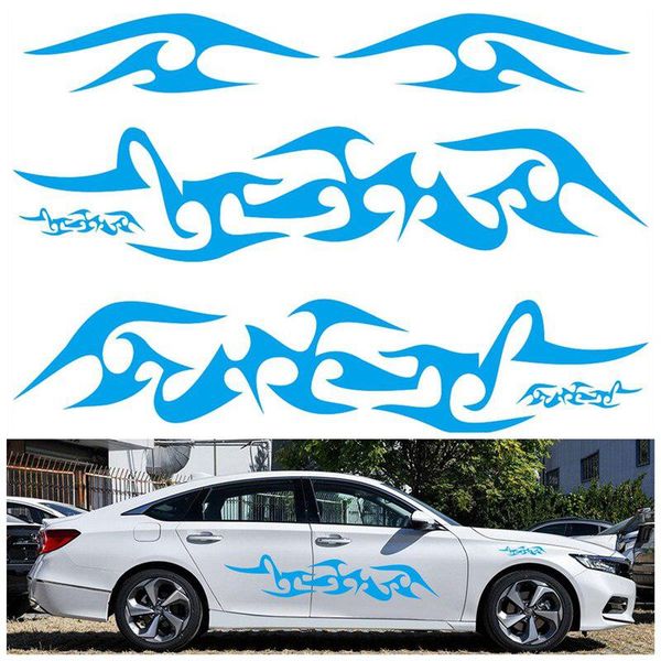 

6pcs/set car sticker stripe decals side body long stripe sticker bumper+hood+side body vinyl flame decals decoration stickers