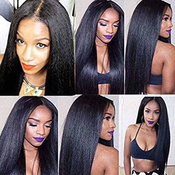 

light yaki hd 360 lace frontal wig pre plucked 130% density brazilian virgin human wigs for black women straight diva1, Black;brown
