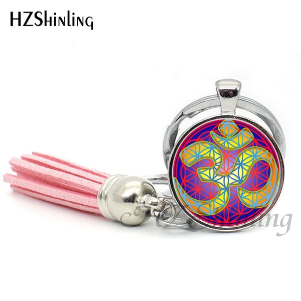 

2019 fashion colorful flower of life keychain spiritual mandala keyring tassel key chain handcraft jewelry gifts for women tak--31, Slivery;golden