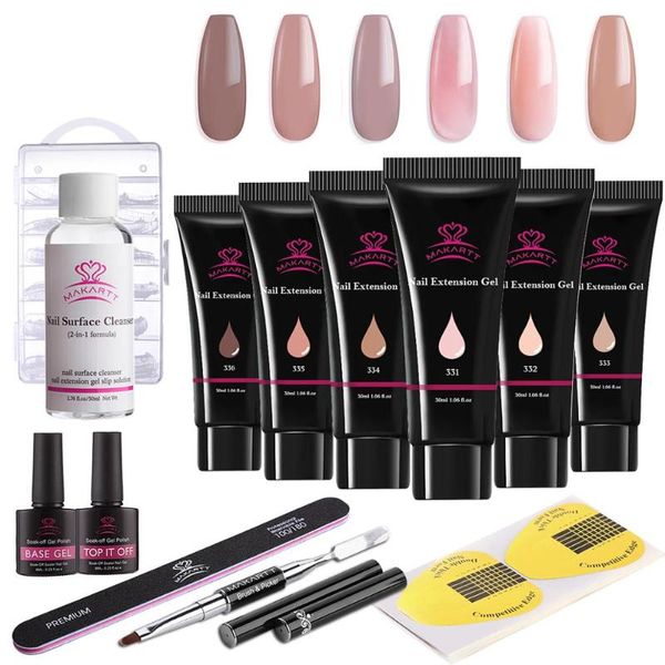 

makarpoly nail extension gel kit nude color builder gel nail thickening solution equipment all-in-one kit for starter, Red;pink