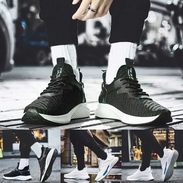 

men's casual knit sneakers breathable trend wild solid color running shoes