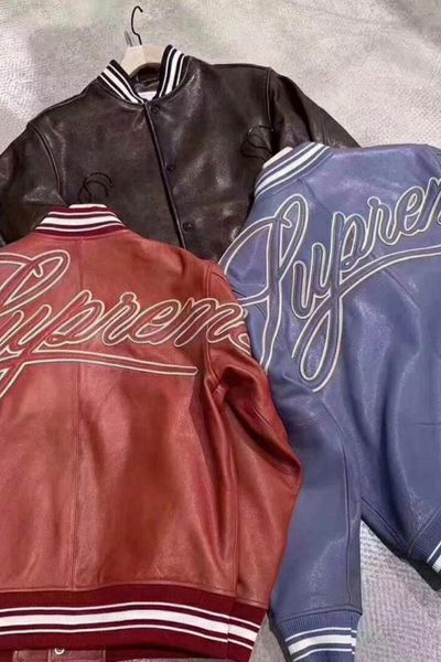 

2020ss new men fashion leather varsity jacket casual women streetwear hip hop loose bomber jacket male clothes, Black;brown