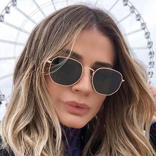 

vintage hexagonal sunglasses women men designer sun glasses brand lunettes for ladies uv400 3548 with cases boxes, White;black