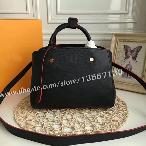 

genuine leather montaigne bag black handle tote m41053 women fashion brand shoulder bag handbag m41048