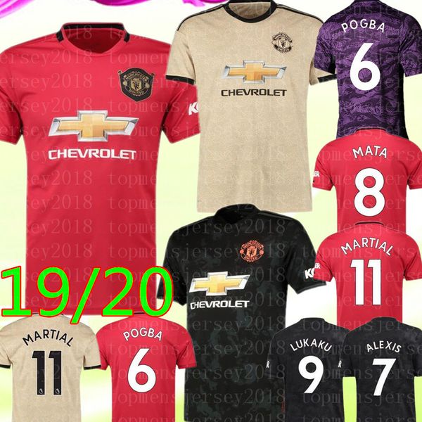 

19 20 manchester pogba soccer jersey 9 lukaku 7 alexis 14 lingard 8 mata 19 rashford football shirt, Black;yellow