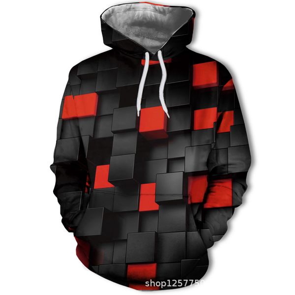 

mens designer popular printing casual square hooded fashion sweater, Black