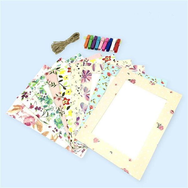 

mini paper p frame with multicolor diy creative mini colored clothespins and twine -fit instax film frames decoration20