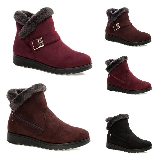 

2020 non-brand winter women snow boots triple black wine red brown suede ankle boots mother shoes keep warm 36-40 style 21