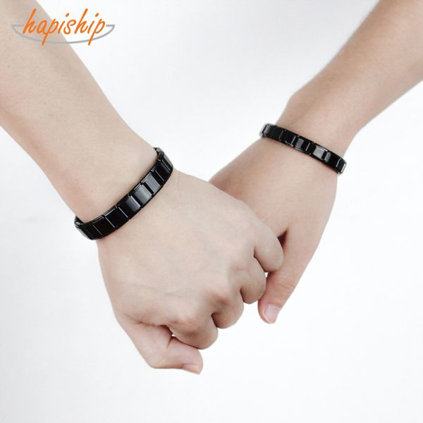 

hapiship 2018 fashion men&women lovers jewelry black color stainless steel bracelet bangle girls&boys wedding gift g072, Golden;silver