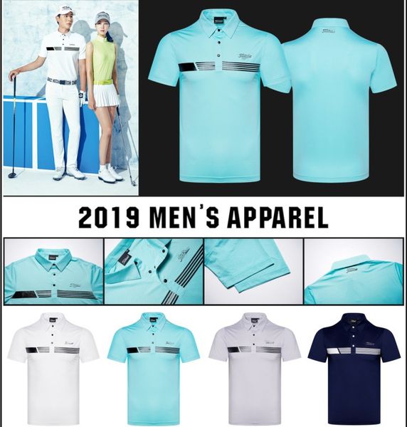 

2019golf men's sportswear short sleeve t-shirt 4colors clothes s-xxl ing, Black;blue