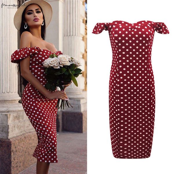 

women dress 2020 new summer off shoulder short sleeve polka dot dress woment dress tight style maxi dresses short party beach, Black;gray