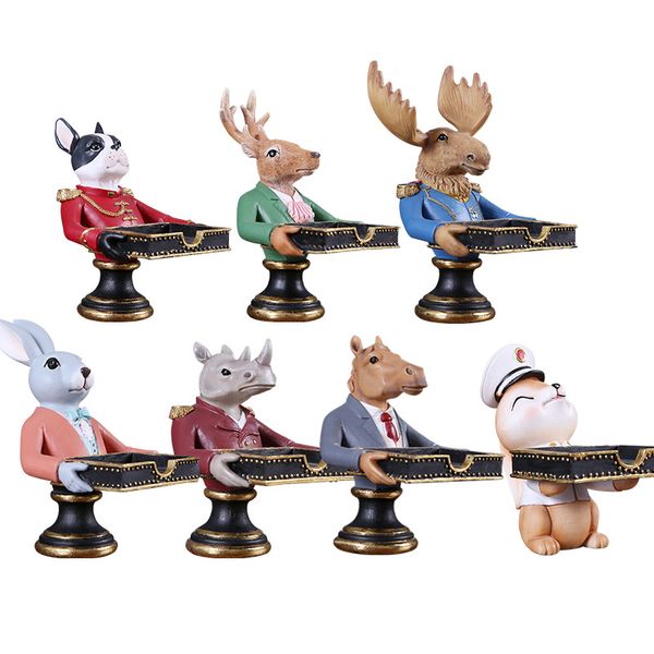 Creative American Resin Animal Head Card Box Figurines Ornaments