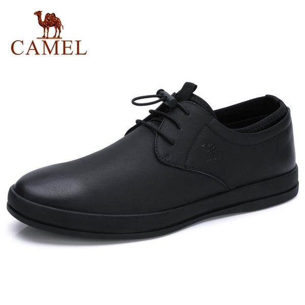 

camel men's shoes business casual genuine leather men tide fashion shoes men lightweight cushioning lace up zapatillas hombre, Black