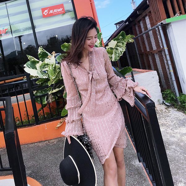 

brand designer luxury beaded women dresses 2019 summer autumn fashion stand collar long sleeve elegant office knee length party dresses, Black