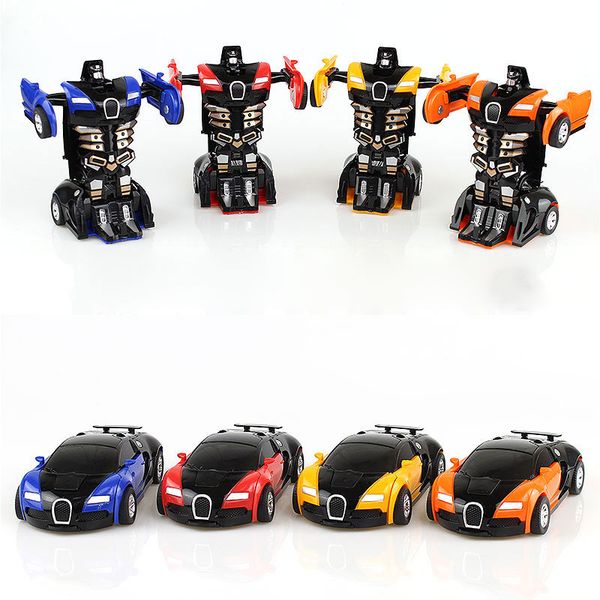 

4pcs/set collision inertia deformation car bugatti veyron one-button deformation toy diamond car model children's toy gift toy car