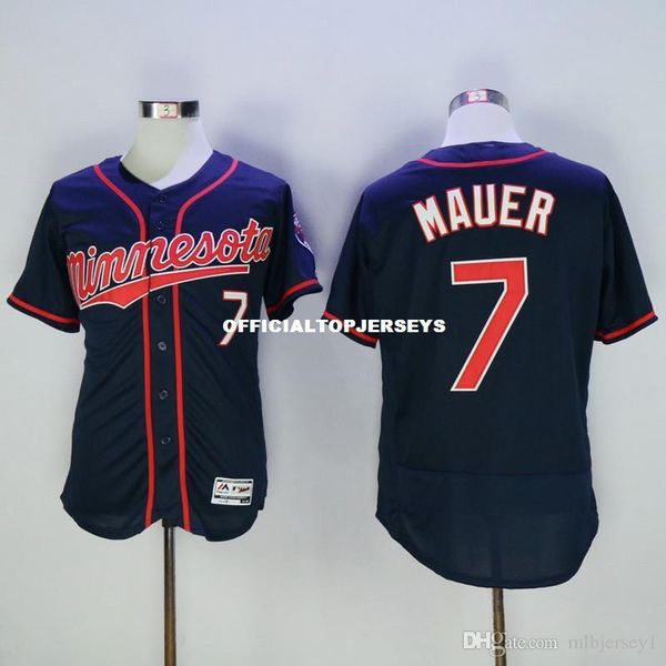 

2019 новая версия flexbase ткани #7 joe mauer ретро трикотажные изделия цвет серый белый синий черный, Black;blue