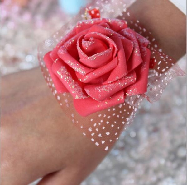 

экологичный real image дешевые розовая невеста невеста наручные цветы дешевые свадебные принадлежности лента цветок для свадебных аксессуаро