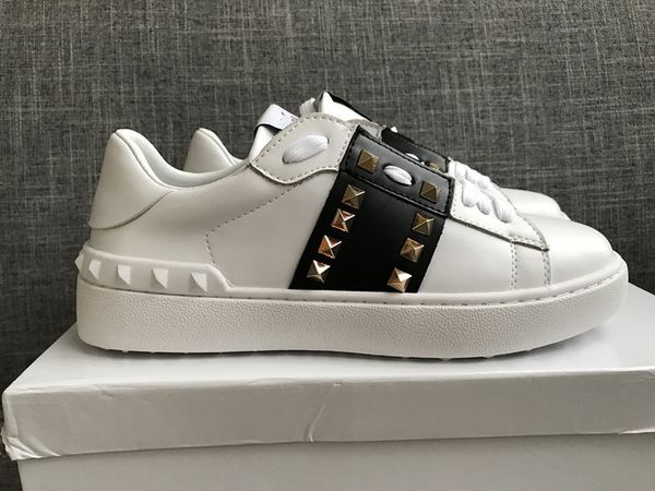 

2019 белые кожаные черные мужчины золотые шипы высокого качества вскользь chaussures decontractees дизайнер женщины скейтбординг тренеры низ, Black