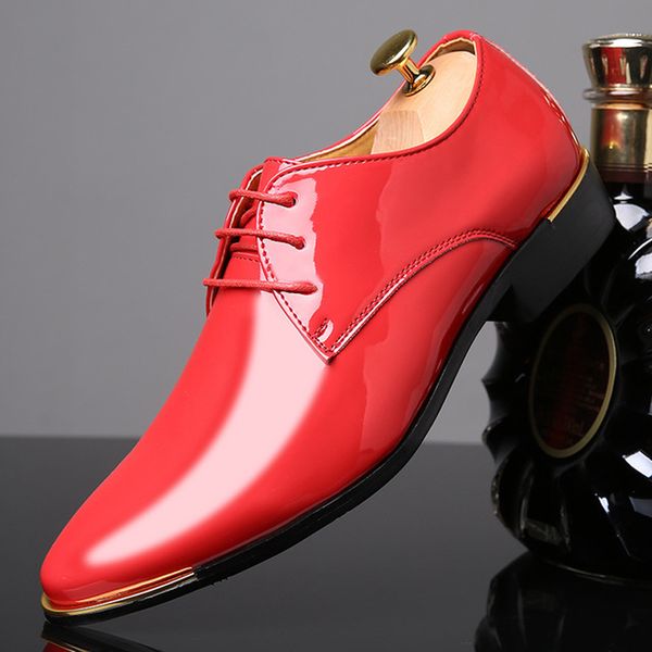 

men luxury dress shoes patent leather oxford mens shoes italy white derby formal male flats drop shipping plus size 3847h258, Black