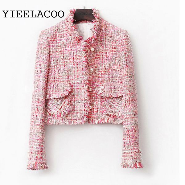 

pink tweed jacket spring / autumn /winter women's jacket coat classic ladies wild ladies bright wire braided tweed, Black;brown