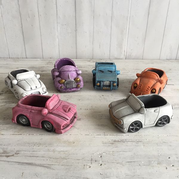 

car cement flower pot, garden cement flower pot, succulent bonsai plant